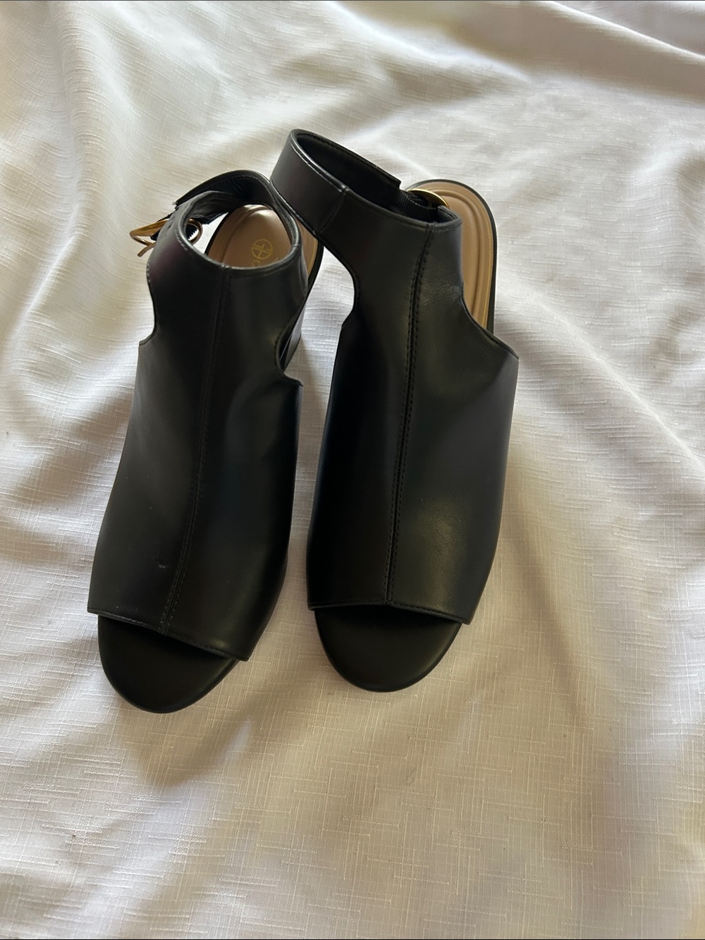 Giani Bernini Black Open-Toe Leather Mules with Slingback
